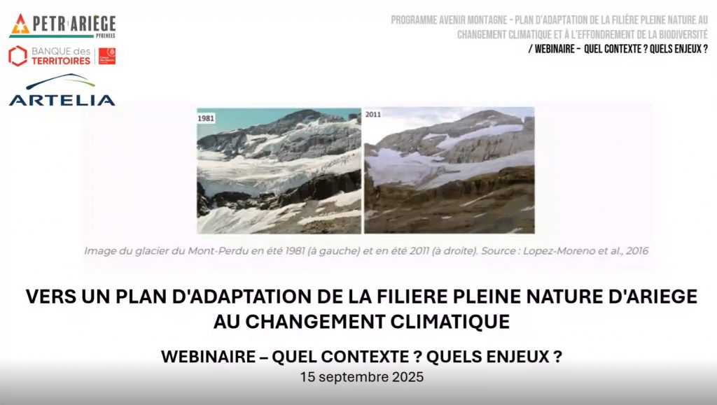 page 1 présentation webinaire "Vers un plan d'adaptation de la filière pleine nature au changement climatique"