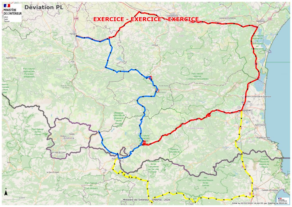 carte représentant les accès vers l'andorre pour les poids lourds